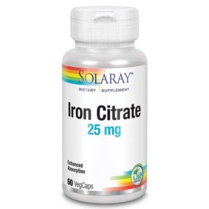 SOLARAY Iron Citrate (Željezov Citrat) 25 mg, 60 kapsula